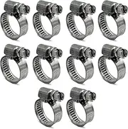 CHUN YUNG DA Embossed Worm Gear Hose Clamps Size#5, 1/2 To 3/4 inch Adjustable Heavy Duty Stainless Steel Hose Clamp, all 304 for Small Hose Clamp (12-20 mm, 10 Pack)