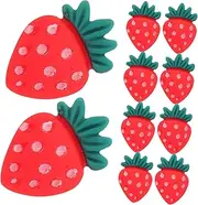 HOLIDYOYO 30pcs Cupcake Toppers Strawberry: Adorable Mini Cupcake Toppers - Red Strawberry Dessert Accessories for Fruit Parties Supplies Garden Party and Anniversary Cake Decorations