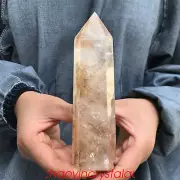 0.9LB Natural clear quartz obelisk quartz crystal point wand tower reiki XA1683
