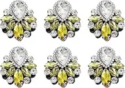 uxcell 6Pcs Handmade Beaded Patches, Glass Crystal Rhinestone Appliques Vintage Sew on Beaded Patch for Clothing DIY Sewing Accessories, Golden Yellow