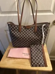 NWT Kate Spade New York Spade Flower Monogram Large Tote Handbag