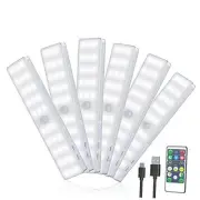 LED Closet Light, 6 Pcs 30LEDs Dimmer Rechargeable Motion Sensor 6 Pack White
