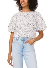 Vince Camuto Crewneck Puff Sleeve Blouse