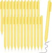 Cholemy 24 Pack Retractable Pens Bulk Pastel Gel Ink Pens 0.5mm Fine Point Tip Black Ink with Grip Smooth Writing for Journaling Note Taking School Supplies(Yellow)