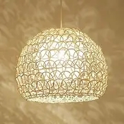 TONFON Farmhouse Wicker Chandelier Kitchen Island Rattan Ball Woven Pendant Light Wicker Restaurant Foyer Ceiling Light Fixture E27 for Dining Room Bedroom Hallway Bar Living Room (Color : A, Size :