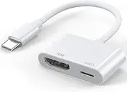 Apple MFi Certified USB-C to HDMI Adapter for iPhone 16 15 to TV, 4K@60Hz Type-C to HDMI Dongle with 100W Fast Charging Port for MacBook Pro/Air, iPad Pro, iMac, Galaxy S25/S24 and More