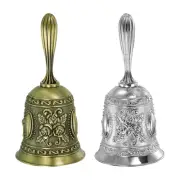 Hand Bell, 2pcs Dinner Bell Call Bell Vintage Carved, Bronze/Silver