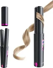 XCOOL Cordless Hair Straightener and Curler 2 in 1, Mini Curling Iron Straightener Combo with 5000mAh Battery, Portable Ceramic Flat Iron for Travel, USB-C Rechargeable, 15s Fast Heating, Gray