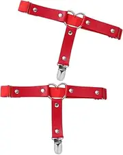 [CATIEBYE] Belts for Goth Belts Woman Belts Elastic Punk Gothic Waist Leg Cincher Cage Pants White