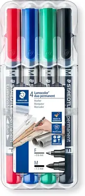 Staedtler Lumocolor Double Ended Permanent Markers with Two Bullet Tips, Asso...