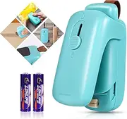 Mini Bag Sealer, Handheld Heat Vacuum Sealer, 2 in 1 Heat Sealer and Cutter with Lanyard, Portable Bag Resealer Machine for Plastic Bags Food Storage Snacks Freshness (2xAA Batteries Included)