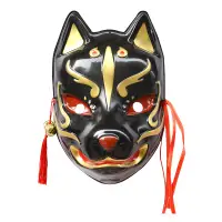 在飛比找蝦皮購物優惠-日式和風狐貍半臉貓臉面具化妝舞會cos動漫面具貓臉面罩裝飾掛
