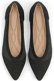 [TINGRISE] Women's Flats Shoes Pointed Toe Knit Ballet Comfortable Dressy Mesh Flat