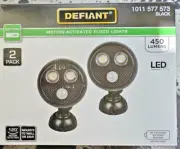 Defiant Battery Powered Black Motion Activated Integrated LED Flood Light 2 pack