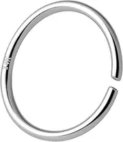 [ALACLO] 14K White Gold Nose Ring Hoop for Women and Men, 8mm Tiny Gold Nose Ring Stud Piercing Jewelry, 22G, 22G-8mm, White Gold, no gemstone