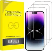 JETech Full Coverage Screen Protector for iPhone 14 Pro 6.1-Inch, 9H Tempered Glass Film Case-Friendly, HD Clear, 3-Pack