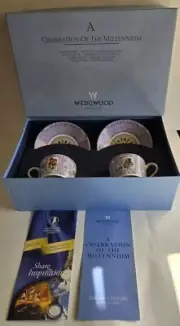 NEW WEDGWOOD CELEBRATION OF THE MILLENNIUM TEA CUP & SAUCER SET BOX + BOOKLETS