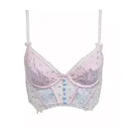 NWT Victoria Secret’s For Love & Lemons Foil Rose Bustier Top In Pink/Blue & S