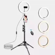 LETSCOM F-533 10.2" Ring Light Dimmable, Tripod Stand, Remote, Phone Holder