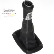 Leather ICT gear shift knob gaiter boot for Peugeot 107 stitch silver B81