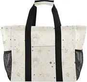 [sanluoli] Bags And Totes Collapsable Beach Bags With Pockets Canvas Car Tote, Suns Retro Stars Boho, 1 size