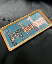 West Elm Trinket Tray 3 Llamas Geometric Print Modern 10” Appetizer Plate