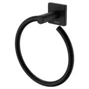 New Fienza Guest Towel Holder Ring Square Plate Matte Black Sansa 83202MB