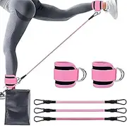 Leg Bounce Pull Rope, Puller Taekwondo Training Band, Ankle Resistance Rope, Ankle Strap Fitness Equipment for Legs, Buttocks Training Equipment (1 Set Pink)