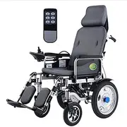 Heavy Duty Electric Wheelchair with Headrest,Foldable Folding and Lightweight Portable Powerchair with Remote Control,Electric Power or Manual Manipulation,Adjustable Backrest and Pedal