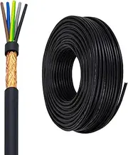 98FT 5/6-Core 0.5~2.5 Mm² Pure Copper RVVP Shielded Flexible CablePVC Insulation Black – EMI-Protected, Flame-Retardant Outdoor and Industrial Signal Control Wire(65ft,5c-1.5mm2)