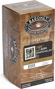 Baronet Coffee Pods [French Roast Kenya-54 Pods] Single Cup Use, Like Senseo [3 Boxes of 18 Single Serve 10 Gram] Regular Strength [Dark French Roast Kenya]