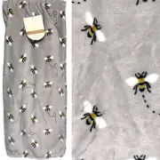 Cynthia Rowley Honey Bumble Bee Throw Blanket Gray Oversized Soft Micro Fleece