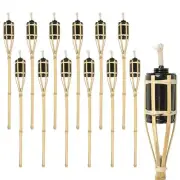 12x Natural 60cm Bamboo Garden Fire Torches Outdoor Paraffin Oil Tiki Lantern