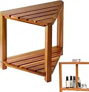 Euyehn Shower Stool for Shaving Legs - Leg Shaving Shower Foot Rest - 2-Tier Wood Step Bench Stool for Women Home Apartment Dorm Small Spaces Vanity Family