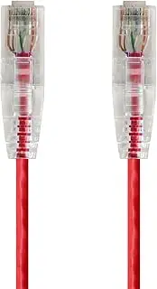Monoprice Cat6 Ethernet Patch Cable - 14 feet - Red | Snagless RJ45 Stranded 550MHz UTP CMR Riser Rated Pure Bare Copper Wire 28AWG - SlimRun Series