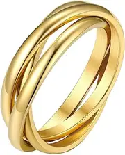 [FASHGOOD] Interlocking Band Rings for Women,Stainless Steel Stacking Cross Rings in Gold,Fidget Ring for Anxiety for Women,Minimalist Promise Ring for Love/Engagement/Wedding Size 10
