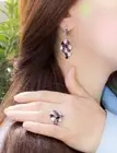 Amethyst, Garnet, Chalcedony 925 silver jewelry set: earrings and ring.