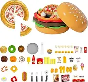 Role Play Take Apart Toy | Colorful Hamburger Cutting Toy - Reusable Playing House Accessories, Fine Motor Skills Learning Game for Boys, Girls
