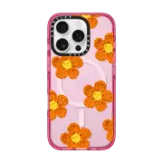 iPhone 16 Pro Impact Case MagSafe Compatible Crochet Flowers - Orange