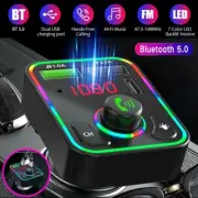 Bluetooth 5.0 Car Wireless FM Transmitter Adapter 2USB PD Charger Hands-Free↑◊