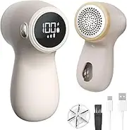 Rechargeable Fabric Shaver, Electric Lint Remover with 6-Leaf Blade & LED Display, 3-Speed Adjustable Lint Shaver Bobble Remover Defuzzer Removing Fuzz and Pill from Clothes, Furniture, Sofa, Blanket
