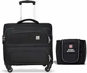 Swiss Military Soft Sided Laptop Roller Case, Trolley Suitcase Luggage 32 Liters Black Color, LTB7, Black, LTB7+TB6, Luggage