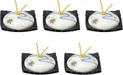 Set of 5 Running Water Spring and Autumn Stone Grain Square Ceramic Pot (Small), 6.8 x 6.8 x 2.2 inches (17.3 x 17.2 x 5.5 cm) | Ceramic Plate, Lid Strengthened, Direct Fire, Setomonohonpo