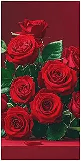 Red and Roses Beach Towels for Adults, Extra Large Microfiber Beach Towel Quick-Dry & Sand Free Towels for Swimming Bath Travel Camping 31.5 X 63 Inch
