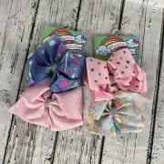 Maddie & Sophie XL Hairbows XLarge Paint Spatter Denim Look Cheer Bows Dazzles
