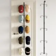 Over The Door Hat Rack Organizer, Black Closet Hat Hooks Holder with 10 Hooks...