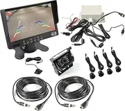 Elinz 7" Monitor Car CCD 4PIN Reversing Camera 90° 600TVL Ultrasonic Parking Sensors IP67 12V 2AV Inputs Night Vision 0m 2.5m Alarm Distance
