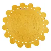 Rug Jute Natural 100% Jute Handmade Round Rug Reversible Braided Carpet Mats