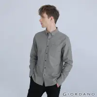 在飛比找Yahoo奇摩購物中心優惠-GIORDANO 男裝法蘭絨磨毛長袖襯衫 - 71 灰