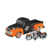 Maisto Licensed 1:24 Scale Ford F1 Pickup 1948 & Harley Davidson FLH Duo Glide 1958 Model Car
